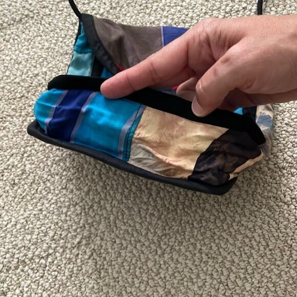 Indonesian Made Bag Crossbody Batik Tie Dye Print Flap Closure Blues Tan Brown - Picture 9 of 11